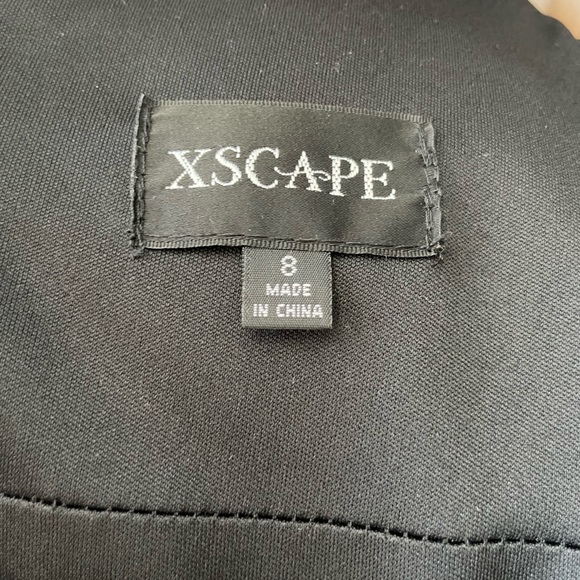 XSCAPE A-Line Black Dress with Floral Detailing, Size 8. - Picture 8 of 9